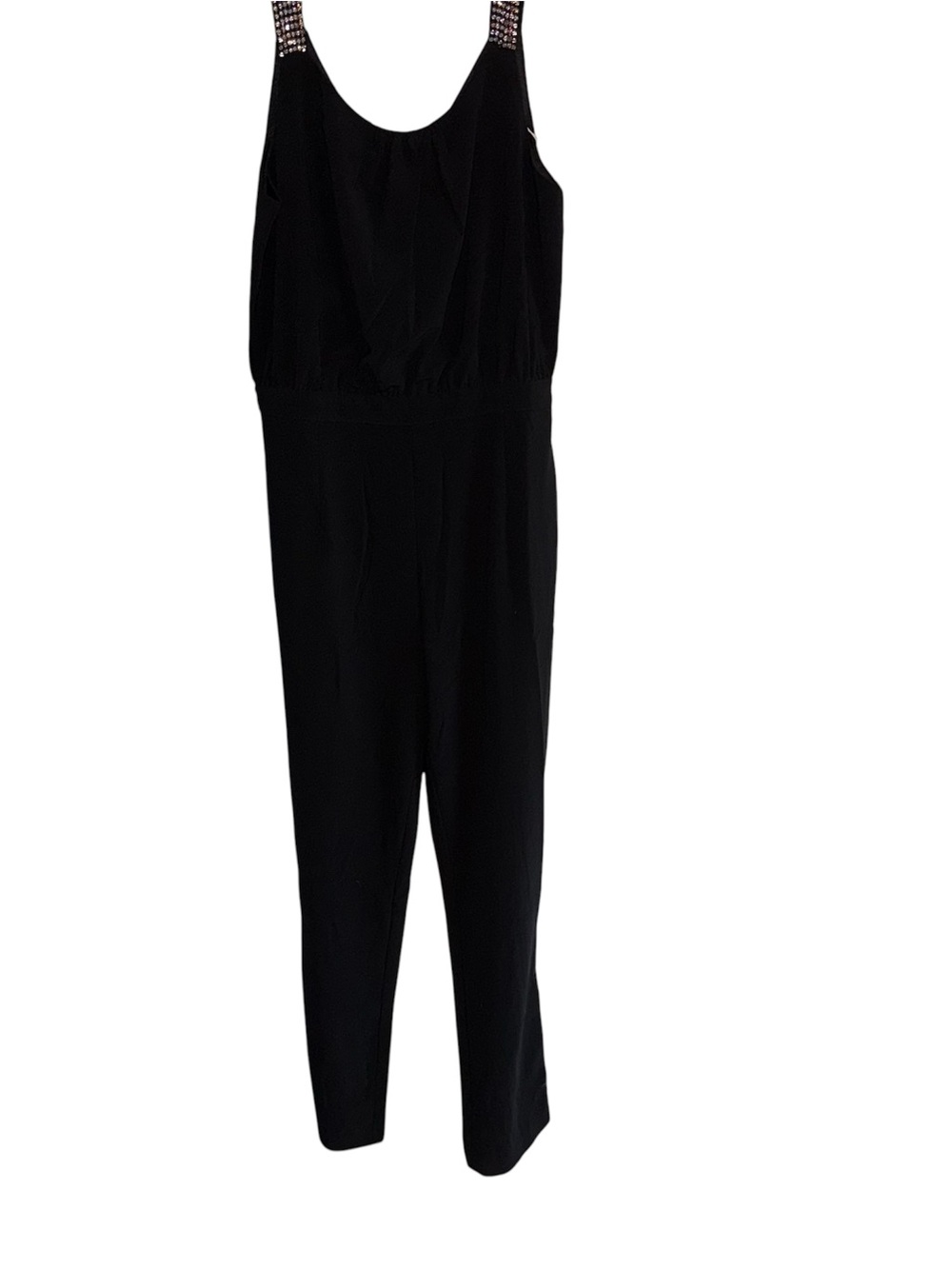 Black Sleeveless Jumpsuit with Embellished Straps NWT